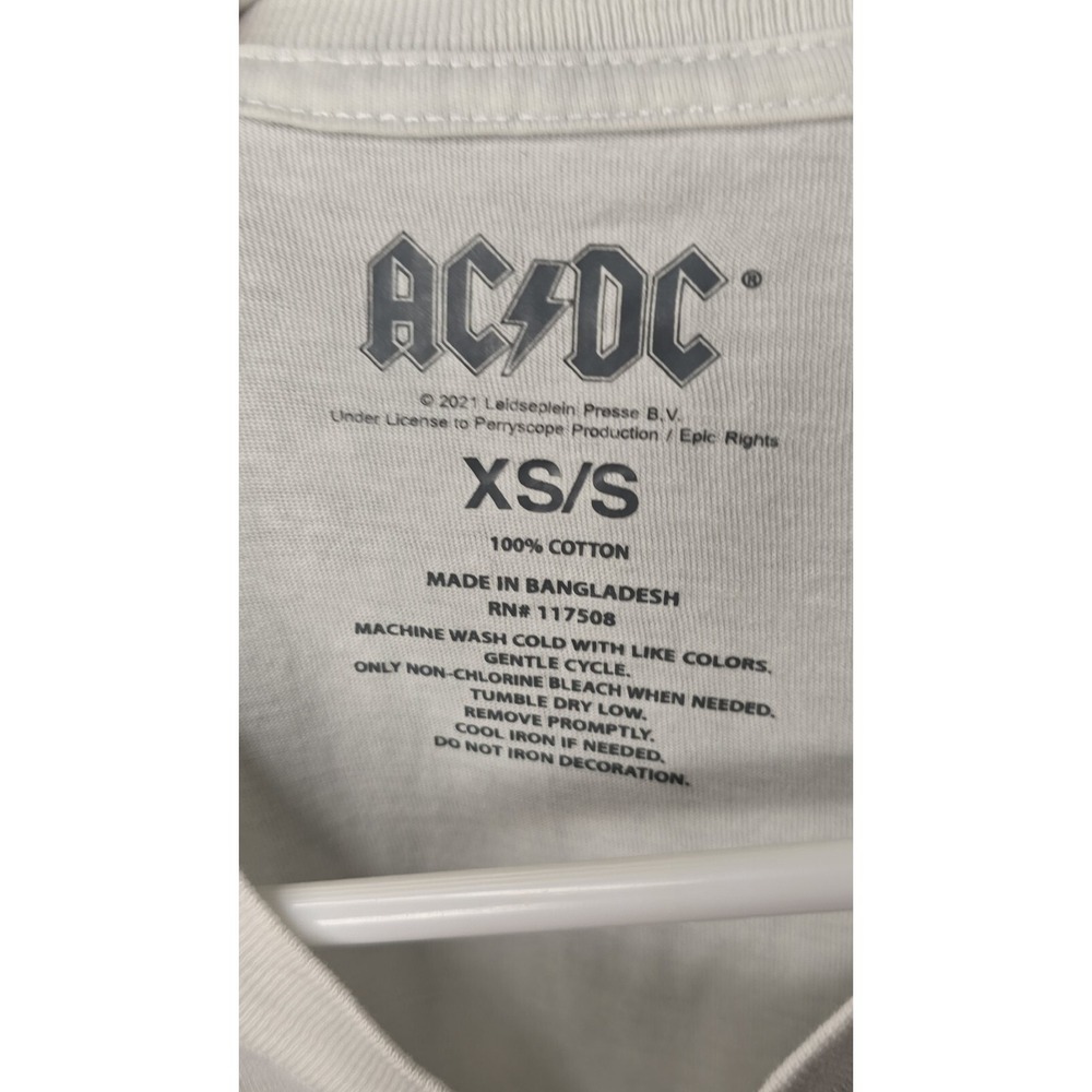 ACDC Men's Crew Neck Shirt White Tye Dye Design Cotton Size XS/S - Picture 2 of 4